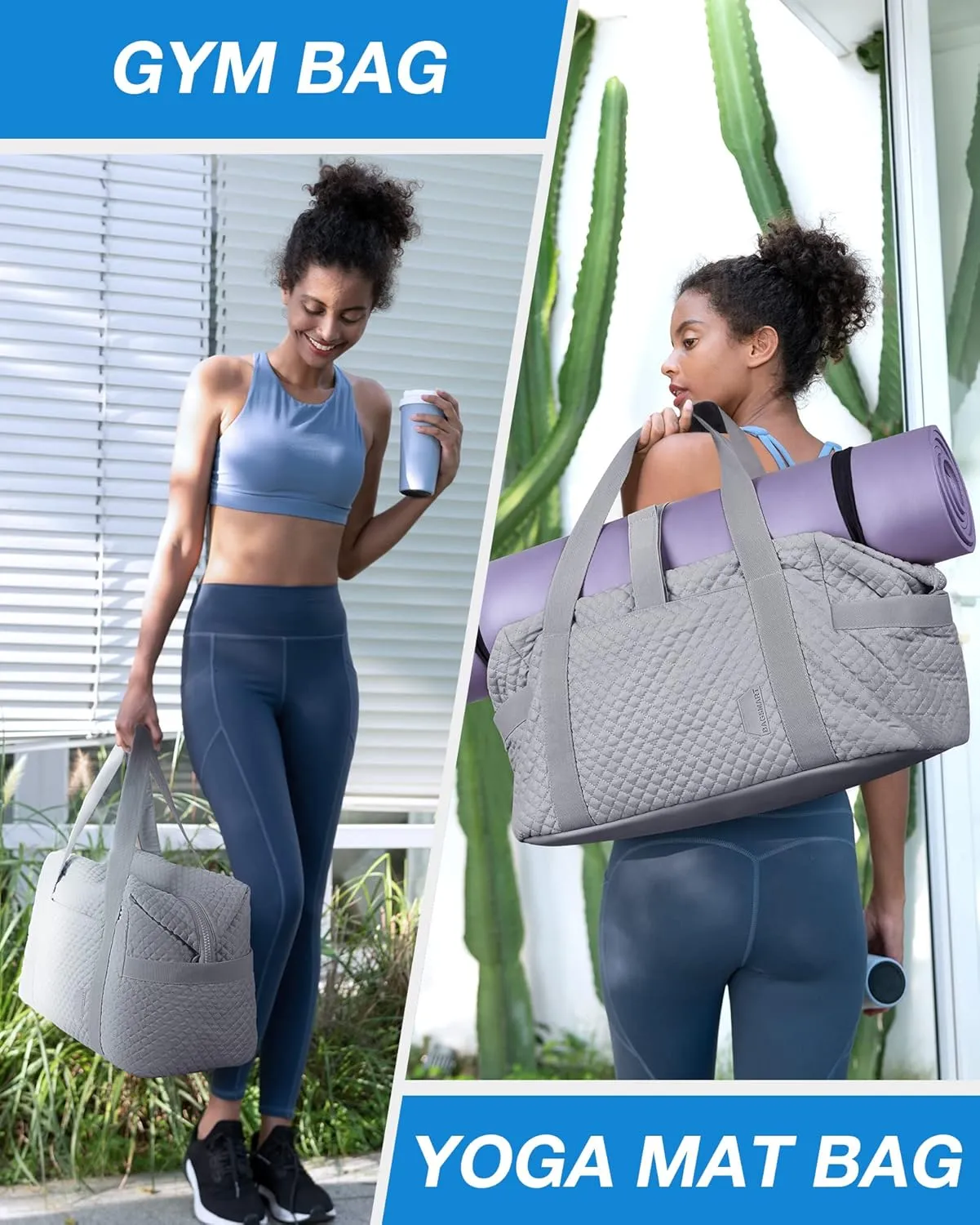 BAGSMART Large Gym Bag with Yoga Mat Buckle, Weekender Overnight Bag for Women, Travel Duffle Bag for Travel Essentials, Carry On Tote Bag Hospital Bag for Labor and Delivery