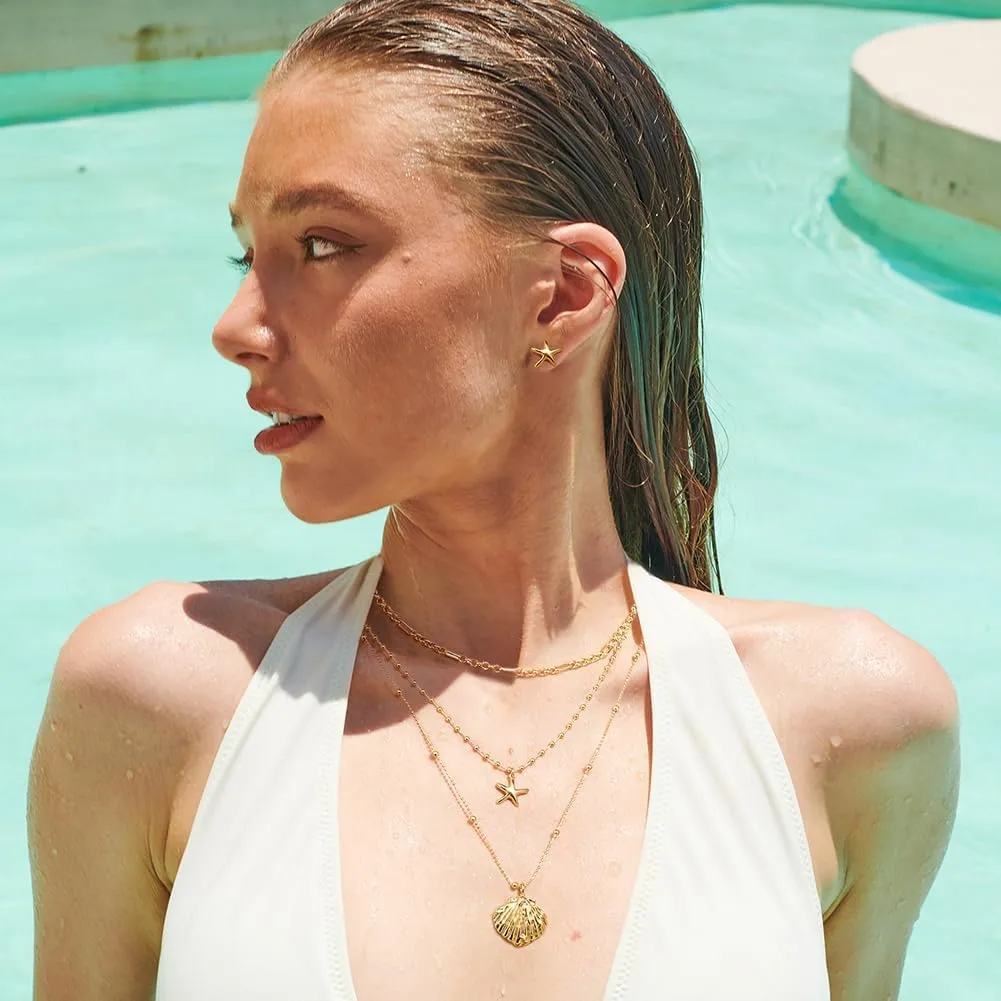 Beach Necklaces For Women Gold Shell Starfish Conch Necklace Summer Jewelry