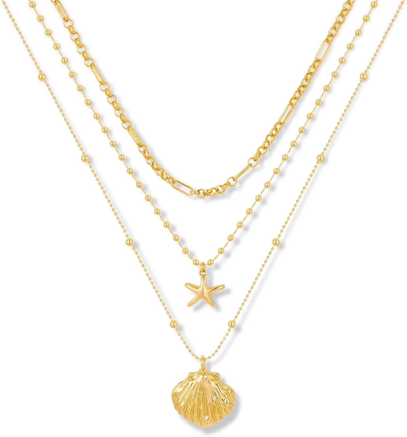 Beach Necklaces For Women Gold Shell Starfish Conch Necklace Summer Jewelry