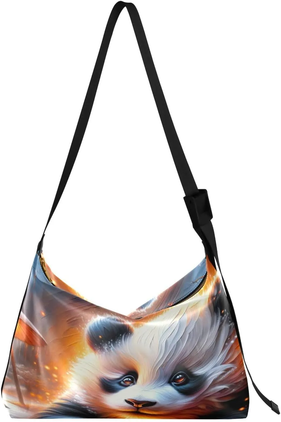 Beautiful Panda Hobo Crossbody Bags for Women Leather Large Shoulder Bag Cross Body Warm Candle Trendy Womens Tote Bags Handbag for Travel Shopping