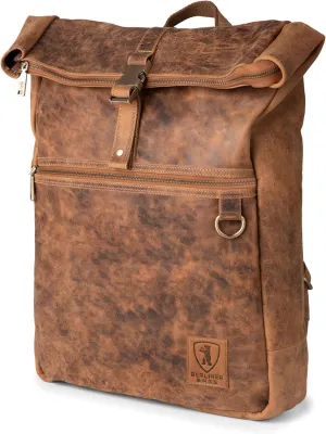 BERLINER BAGS Vintage Genuine Leather Backpack Utrecht XL, Laptop Backpack, Travel Backpack for Women and Men - Brown