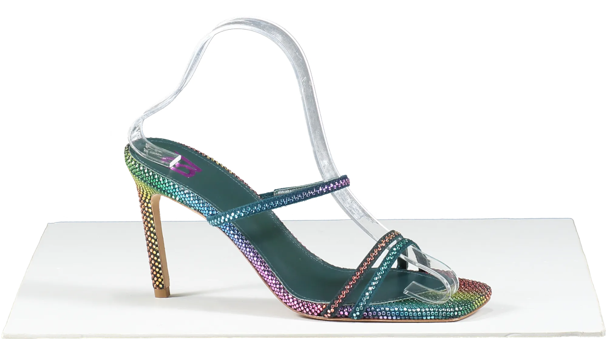 Bettina Vermillon Multicoloured Lady Strass Rainbow Crystal Embellished Strappy Heels UK 4 EU 37 