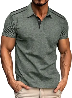 Big and Tall Polo Shirts Men Casual Short Sleeve Golf Tee Trendy Colorblock Henley T Shirt Moisture Wicking Gym Tops