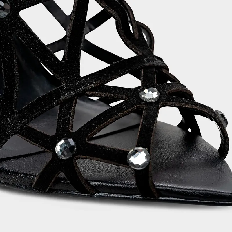 Black Studded Strappy Heels