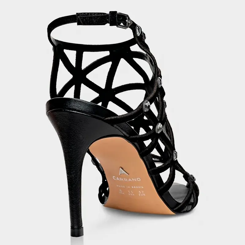 Black Studded Strappy Heels