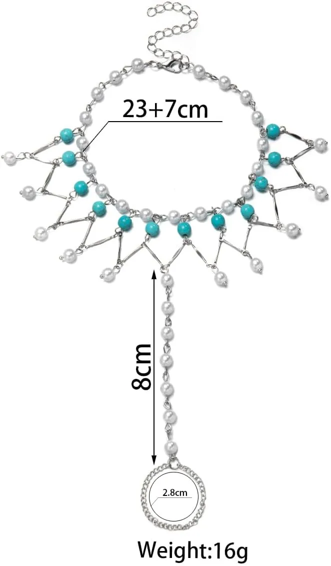 Boho Toe Ring Anklet Bracelet for women Starfish Seahorse Anklet Fashionable Pearl Bead Elastic Ankle Ring Bracelet Layered foot Waterproof bracelet Bohemian Beach Party Holiday Foot Jewelry
