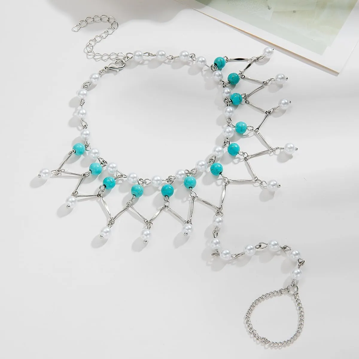 Boho Toe Ring Anklet Bracelet for women Starfish Seahorse Anklet Fashionable Pearl Bead Elastic Ankle Ring Bracelet Layered foot Waterproof bracelet Bohemian Beach Party Holiday Foot Jewelry