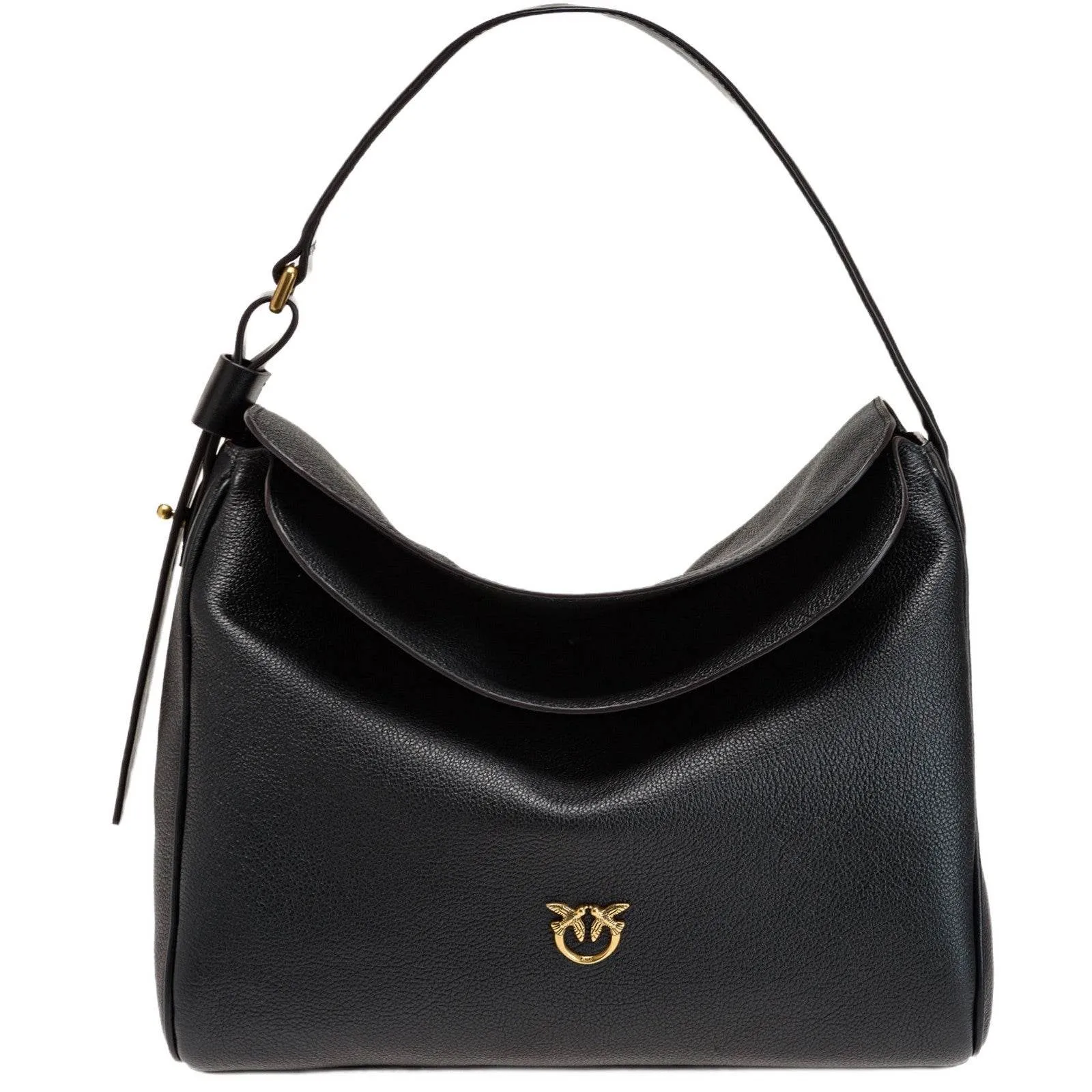 Borse a mano Donna Pinko - Leaf Hobo Big Pelle Bottalata - Nero