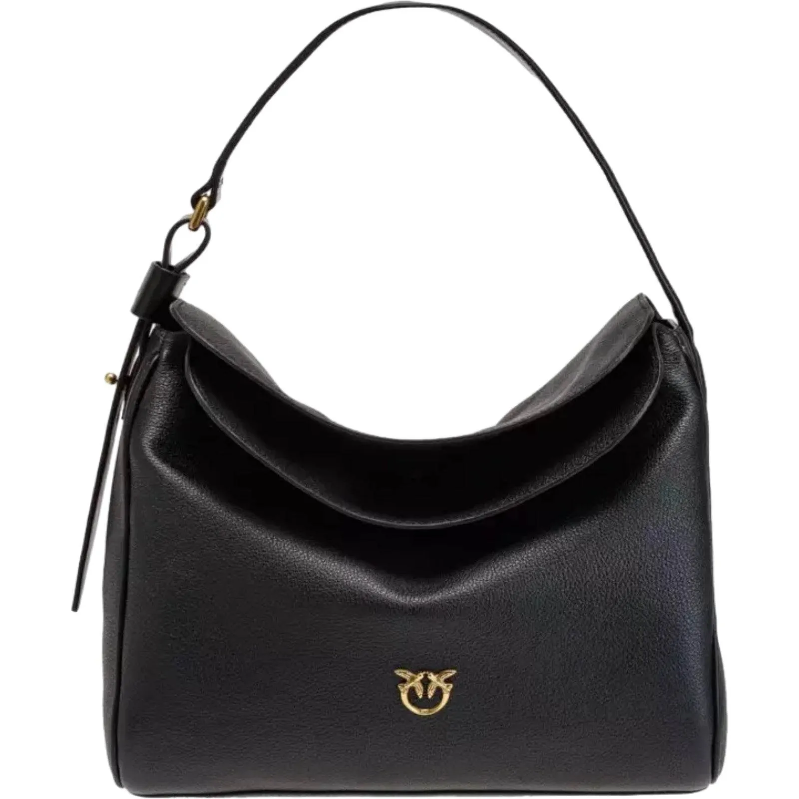Borse a spalla Donna Pinko - Leaf Hobo Big Vitello Morbido - Nero