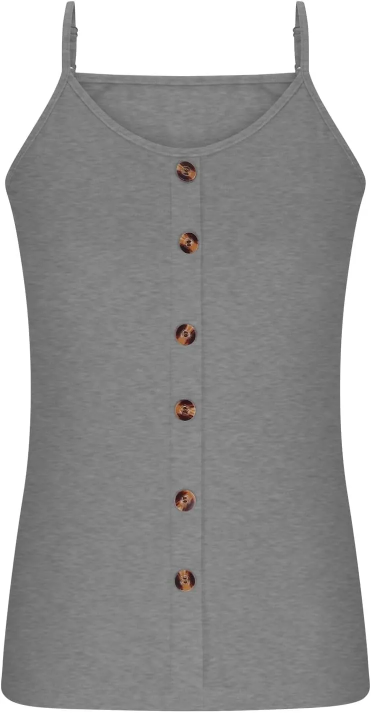 Cami Tank Tops for Women Swing Flowy Spaghetti Strap Tanks Button Down Sleeveless Trending T-Shirts Blouses Tees