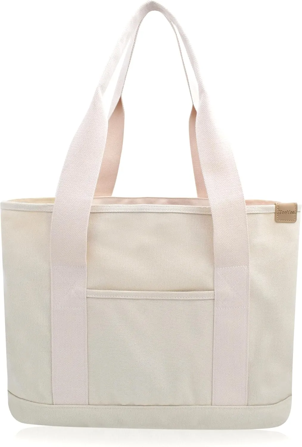 Canvas Tote Bag Casual Multi pockets Handbags Large Capacity Shopping Shoulder Bag with Pocket Bags Work Purses