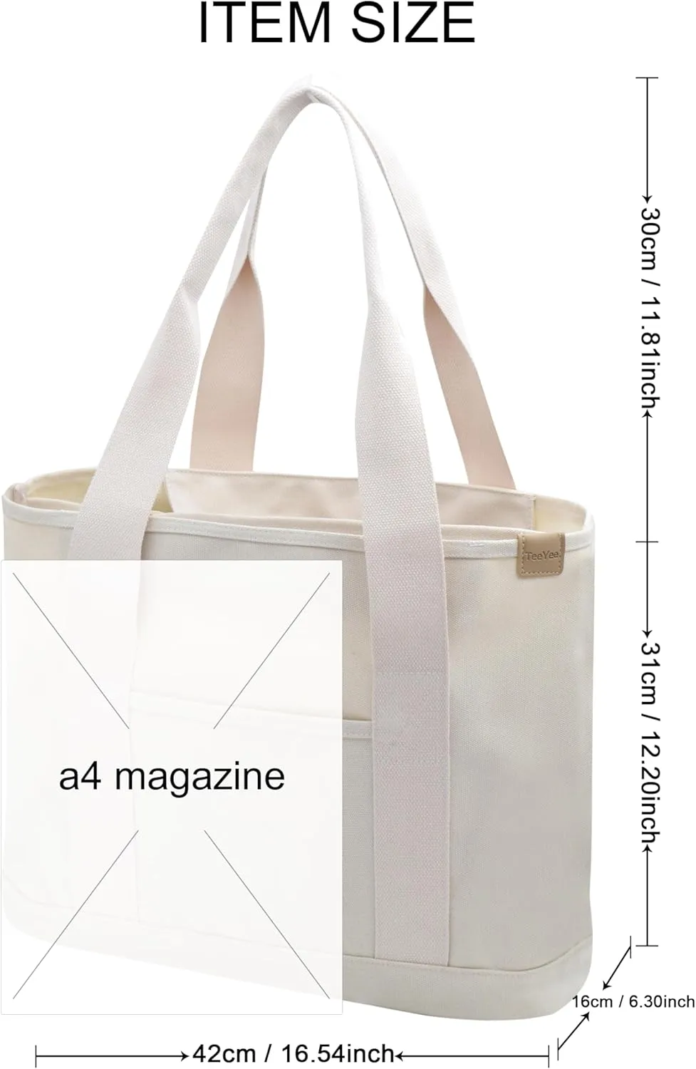 Canvas Tote Bag Casual Multi pockets Handbags Large Capacity Shopping Shoulder Bag with Pocket Bags Work Purses