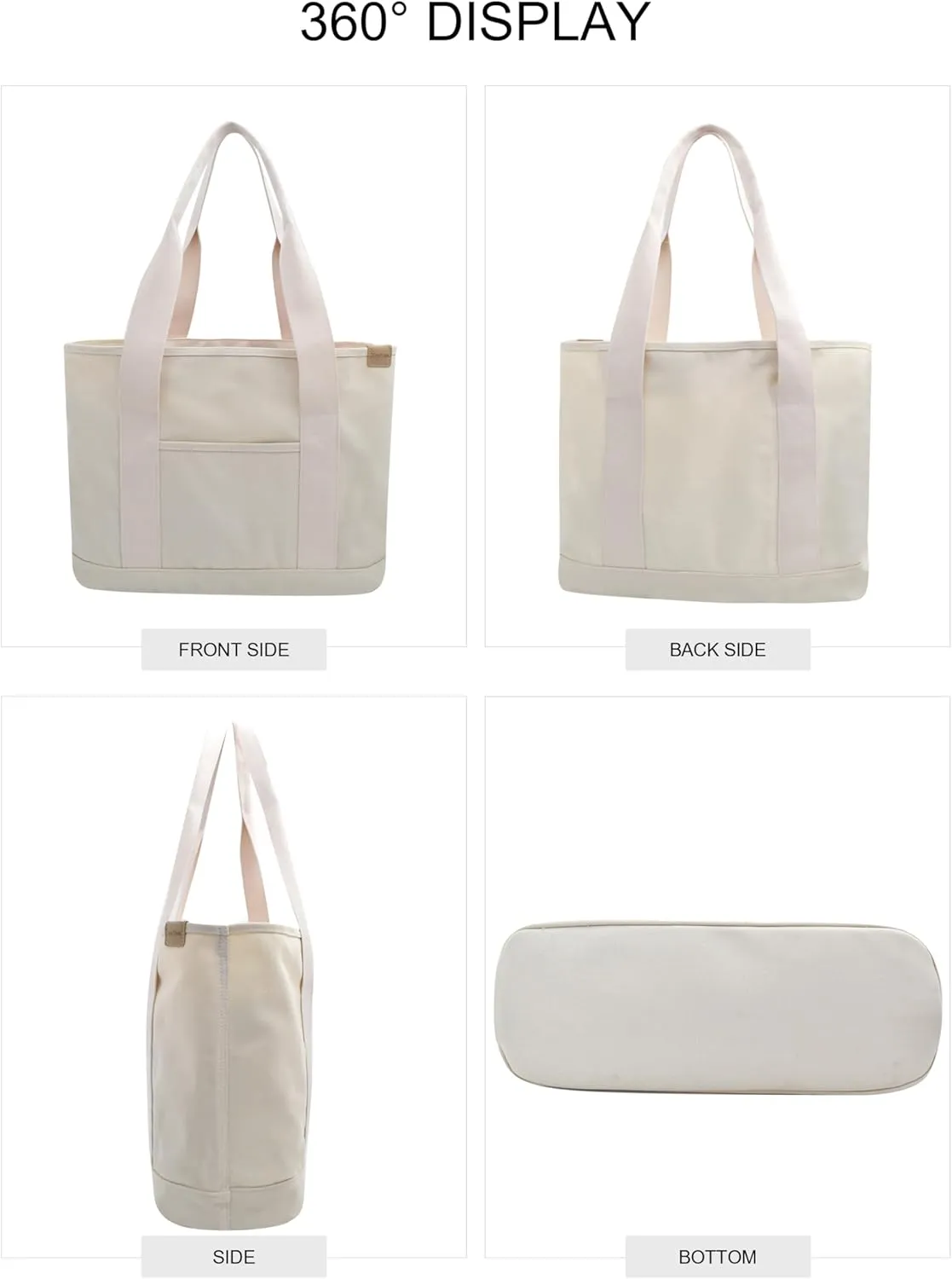 Canvas Tote Bag Casual Multi pockets Handbags Large Capacity Shopping Shoulder Bag with Pocket Bags Work Purses