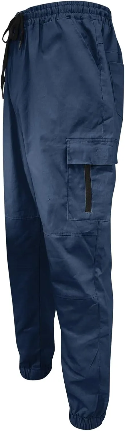 Cargo Trousers for Men Straight-Leg Trousers Mens Heavyweight Cargo Fleece Sweatpants Stretch Elastic Waist Jogger