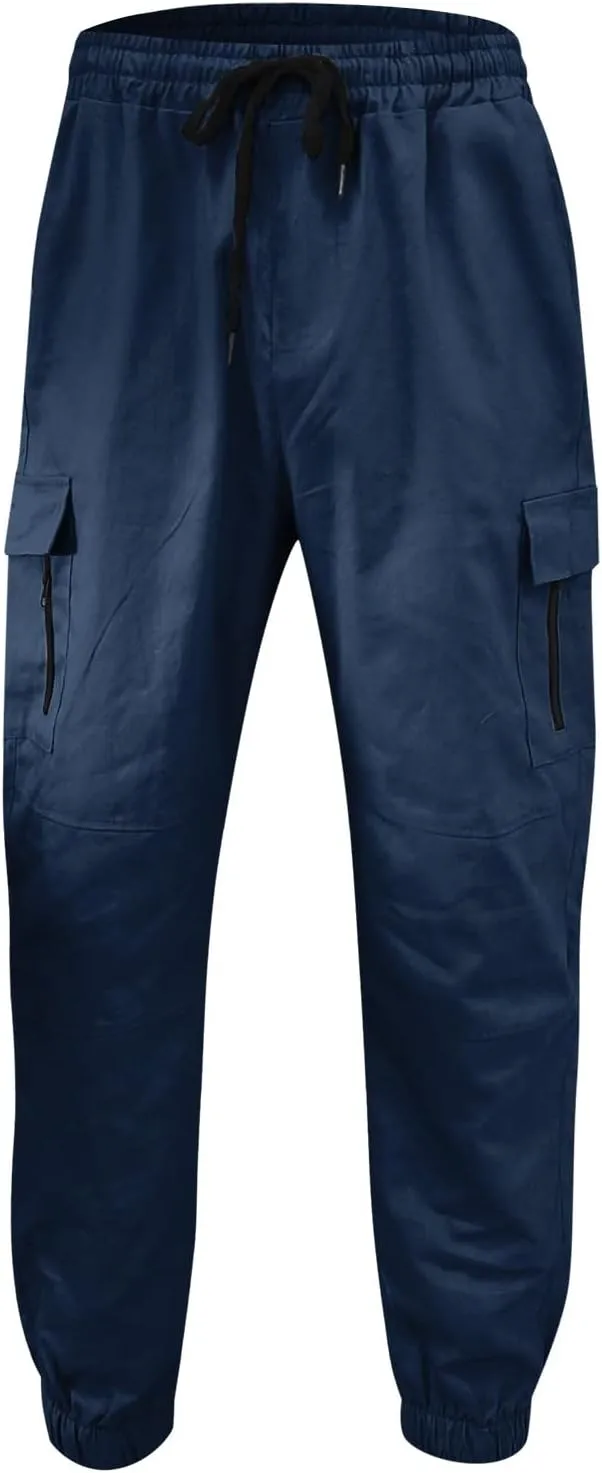 Cargo Trousers for Men Straight-Leg Trousers Mens Heavyweight Cargo Fleece Sweatpants Stretch Elastic Waist Jogger