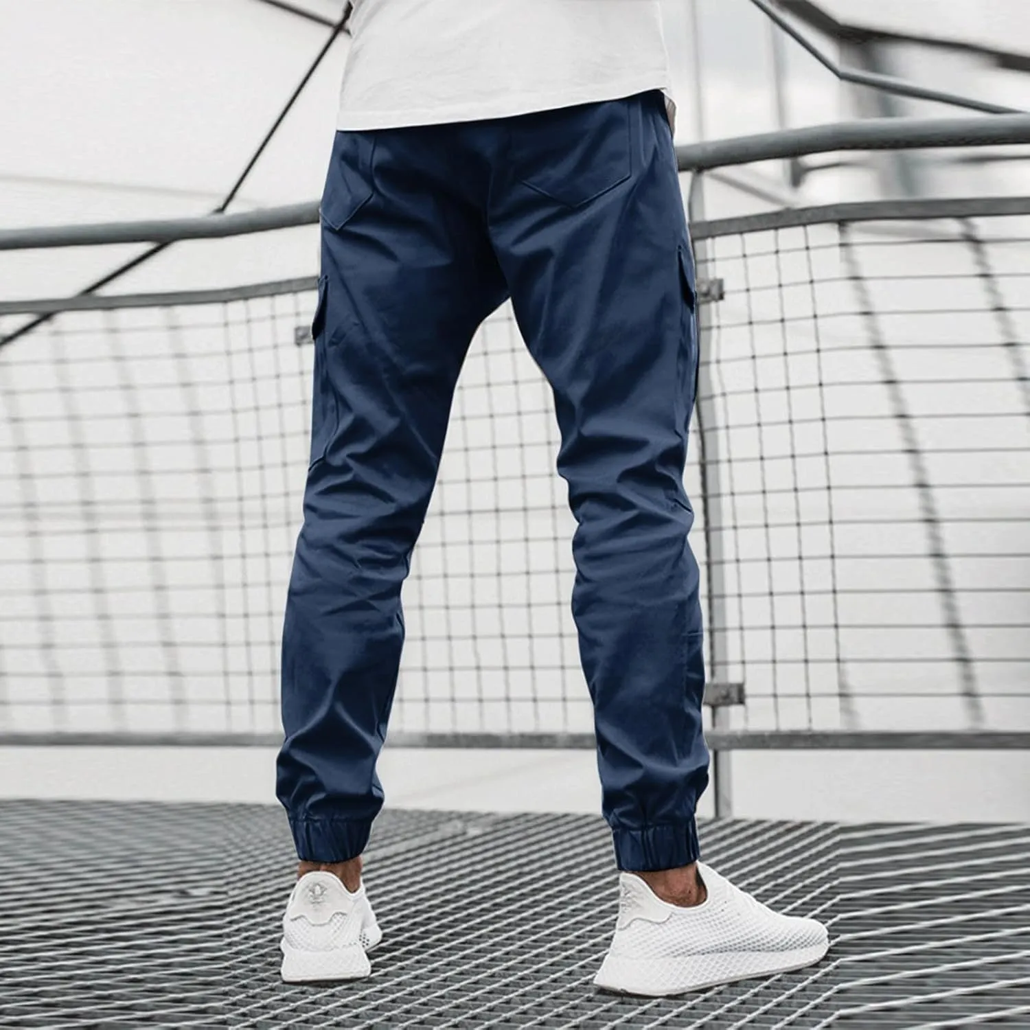 Cargo Trousers for Men Straight-Leg Trousers Mens Heavyweight Cargo Fleece Sweatpants Stretch Elastic Waist Jogger