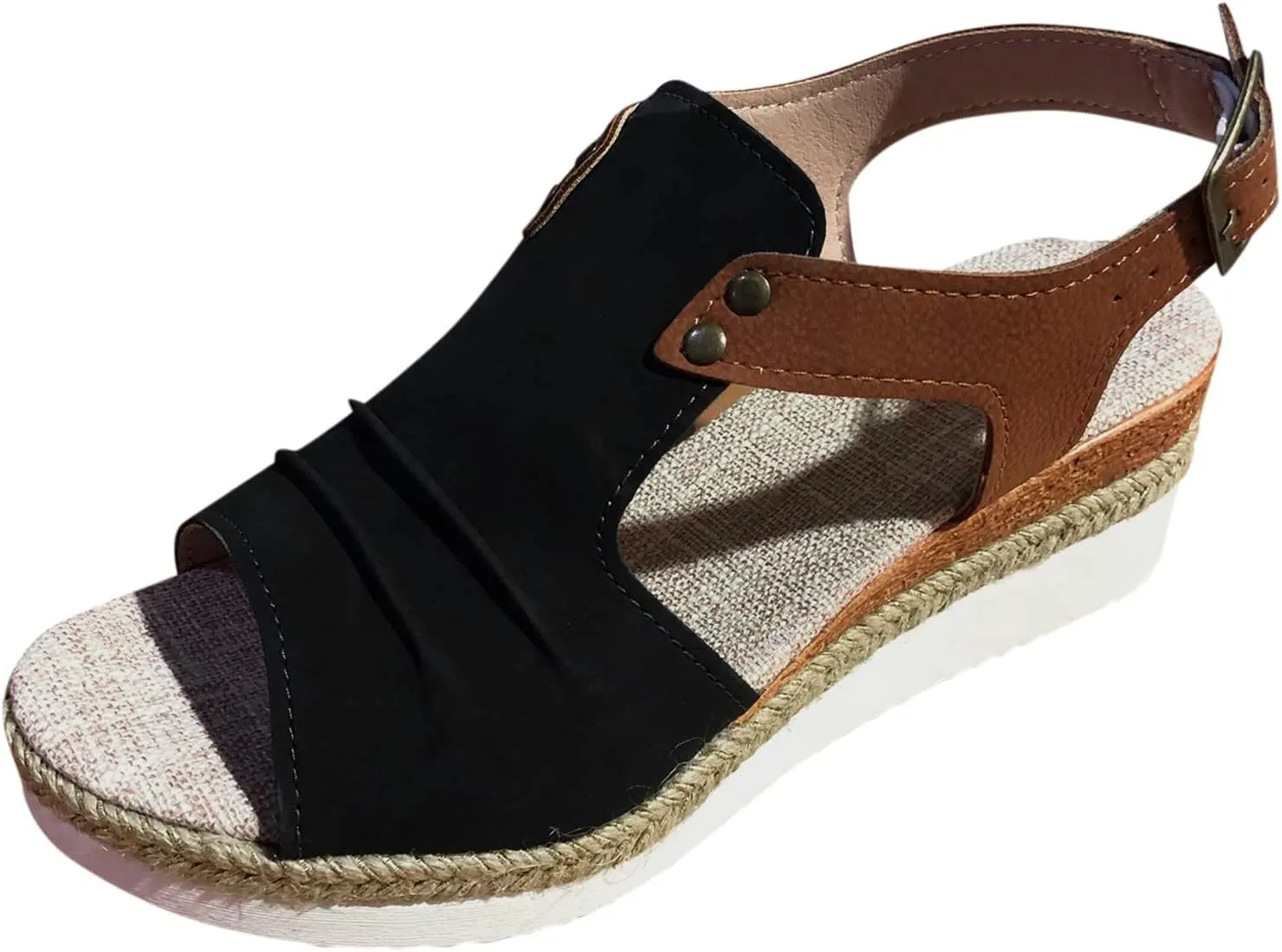 Cathalem Comfortable Sandals for Women Flat Open Toe Ankle Strap Espadrilles Sandals Casual Strappy Slip on Sandals