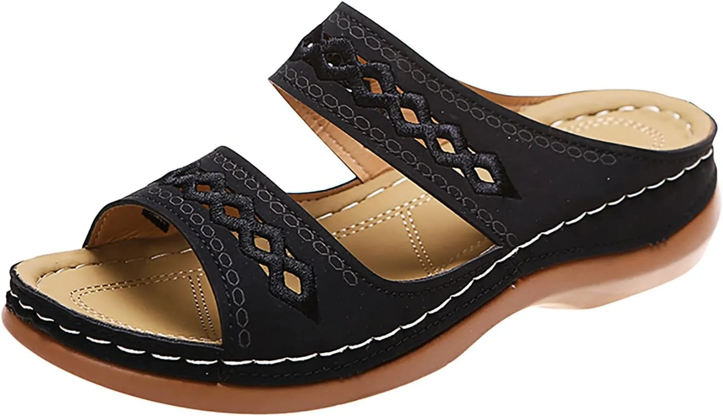Cathalem Womens Sandals Comfortable Dressy Open Toe Ankle Strap Platform Sandals Casual Strappy Low Wedges Sandals