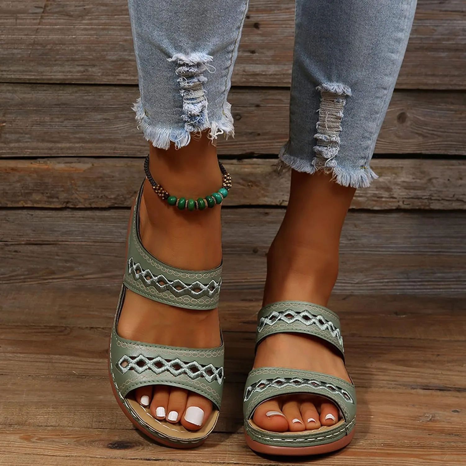Cathalem Womens Sandals Comfortable Dressy Open Toe Ankle Strap Platform Sandals Casual Strappy Low Wedges Sandals