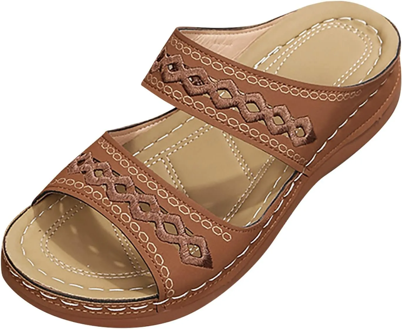 Cathalem Womens Sandals Comfortable Dressy Open Toe Ankle Strap Platform Sandals Casual Strappy Low Wedges Sandals