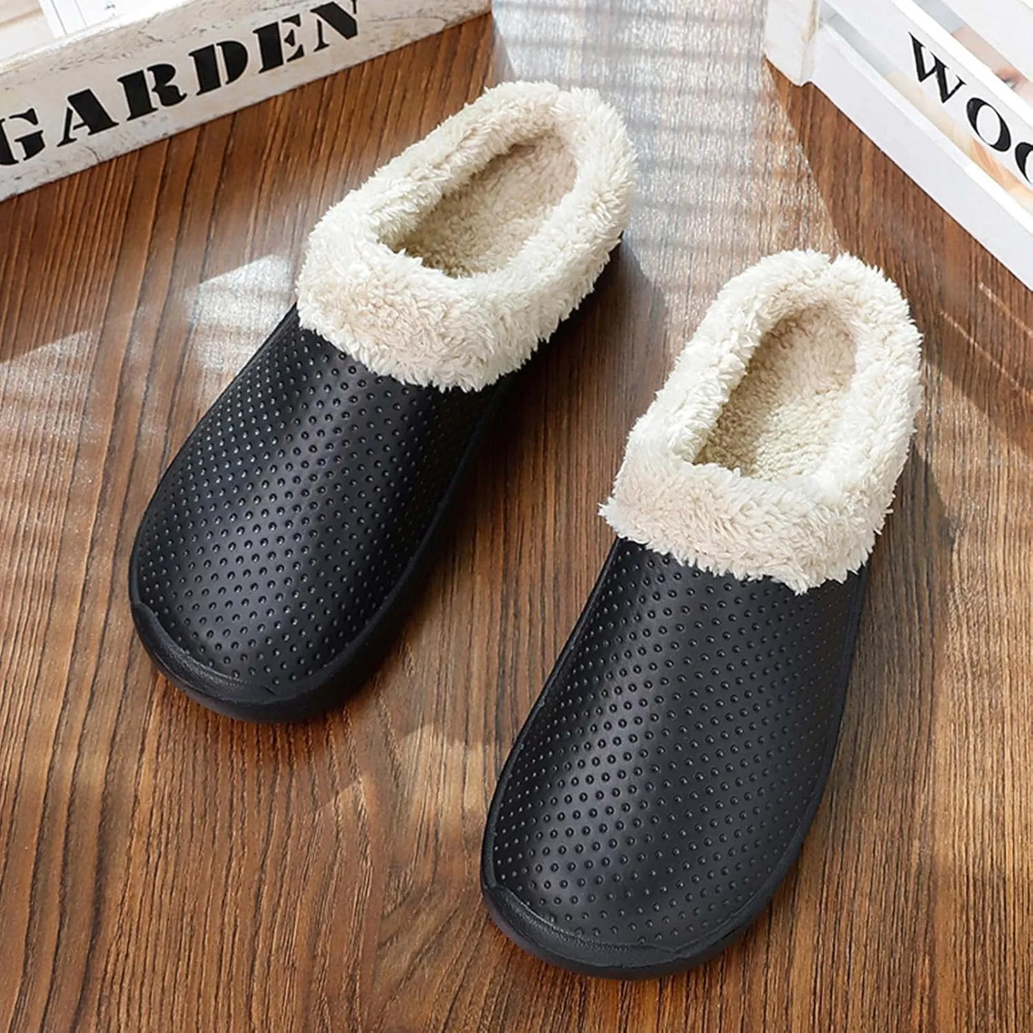 CERYTHRINA Men's Women's Lined Clog Breathable Mesh Lining Indoor Outdoor Walking Garden Clogs Winter Slippers