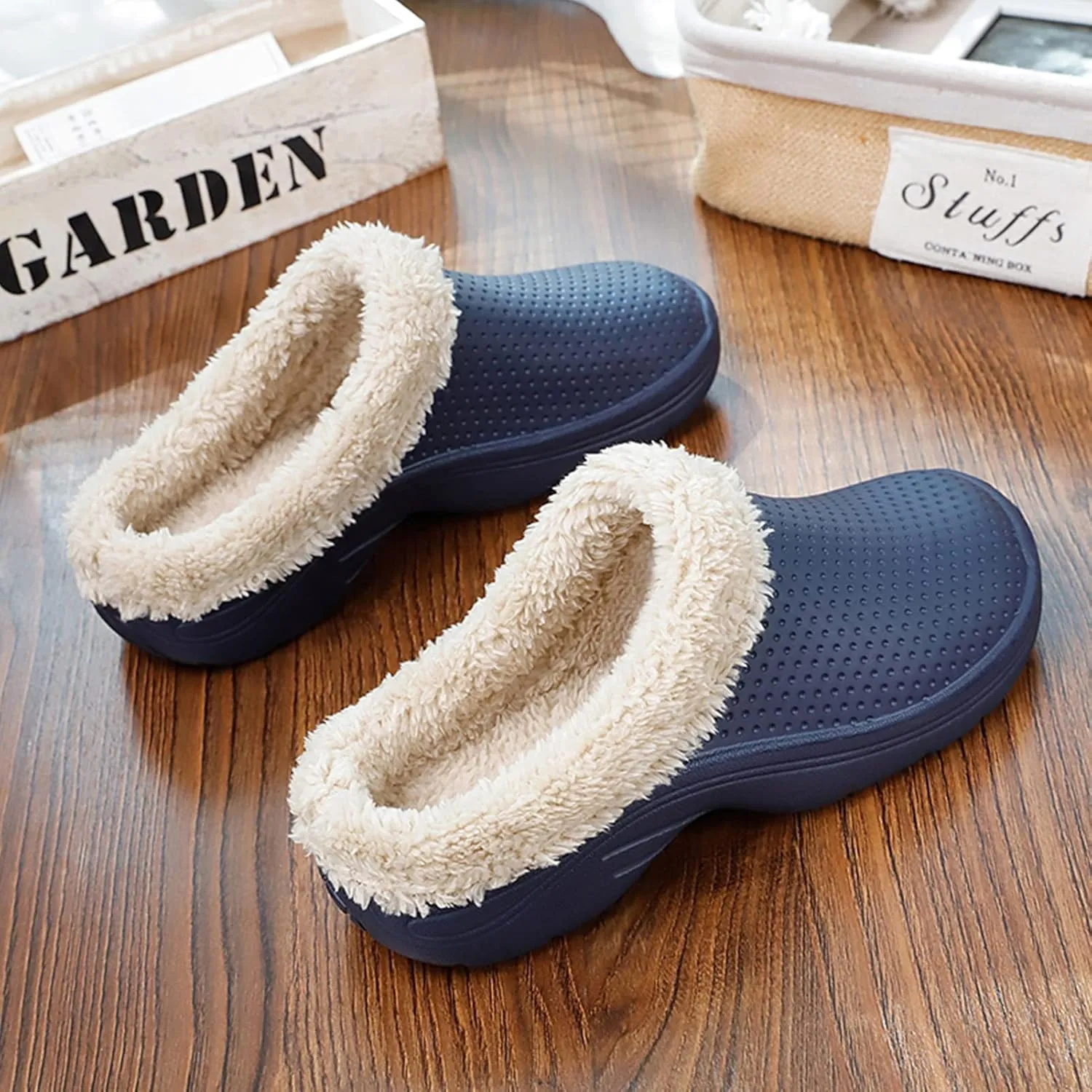 CERYTHRINA Men's Women's Lined Clog Breathable Mesh Lining Indoor Outdoor Walking Garden Clogs Winter Slippers