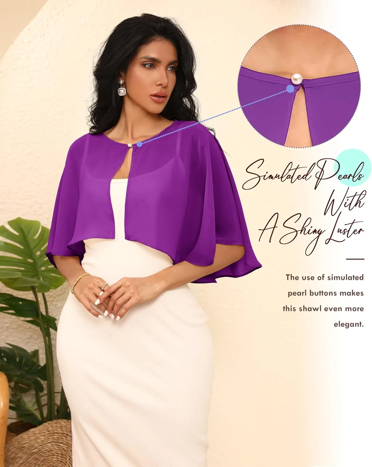 Chiffon Shawl Wraps Women's Girls Shrug for Evening Dress Wedding Cape Cover Up 1920s Shawl