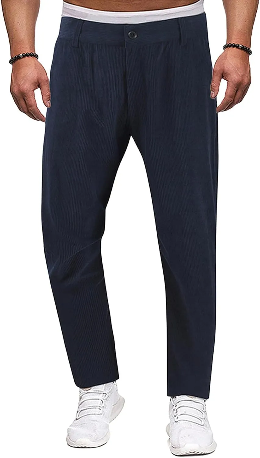 Classic Fit Stretch Corduroy Pants for Men Causal Relaxed Fit Tapered Sweatpants Athletic Slim Fit Straight-Leg