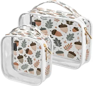 Clear Makeup Bags Forest Acorn Transparent Travel Cosmetic Bag with Handle for Toiletries 2 Pack, A04S23023