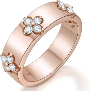 Clover Moissanite Rings for Women Gifts,Premium Moissanite(D Color VVS1 Clarity 3EX Cut), 925 Sterling Silver 14K Gold Plated Non Tarnish