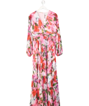 Coast Pink Chiffon Pleated Floral Printed Dress UK 12