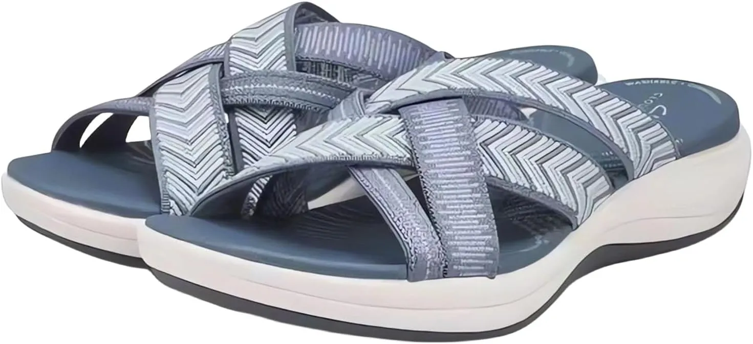 Comfortable Sandals Recovery Orthopedic Walking Plantar Fasciitis Slides Wide Width Sandals for Women with Arch Support