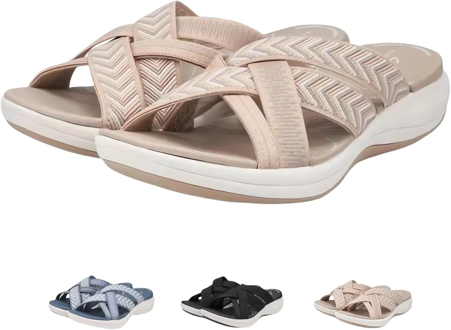 Comfortable Sandals Recovery Orthopedic Walking Plantar Fasciitis Slides Wide Width Sandals for Women with Arch Support