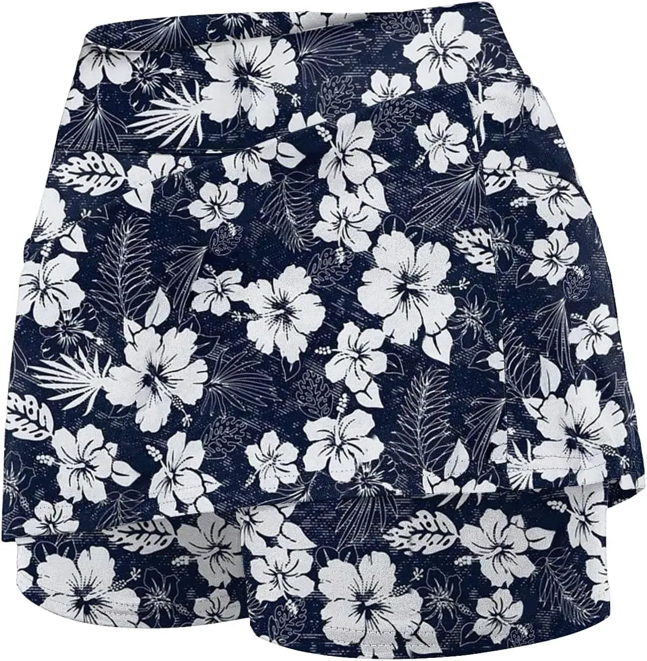 cooki Women's Athletic Skorts Lightweight Golf Skirts Inner Shorts Summer High Waisted Stretchy Floral Print Tennis Skort