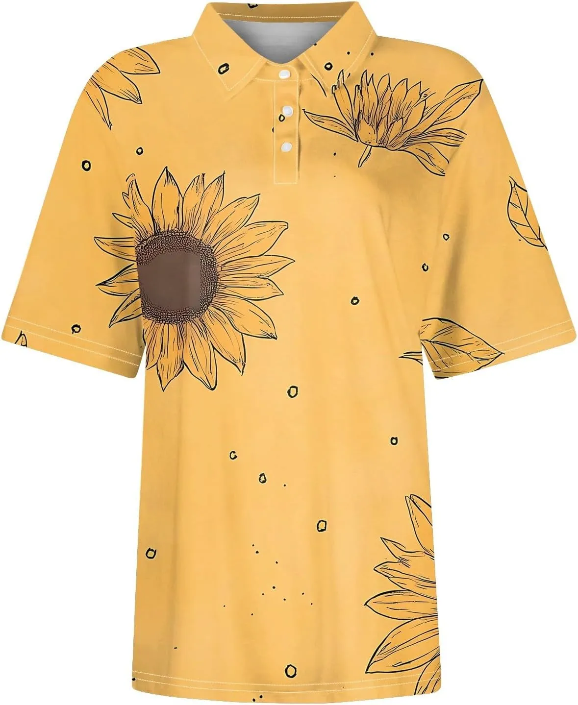 COTECRAM Womens Short Sleeve Polo T Shirts Fashion Button Lapel Collared Graphic Summer Tops Loose Business Casual Blouses