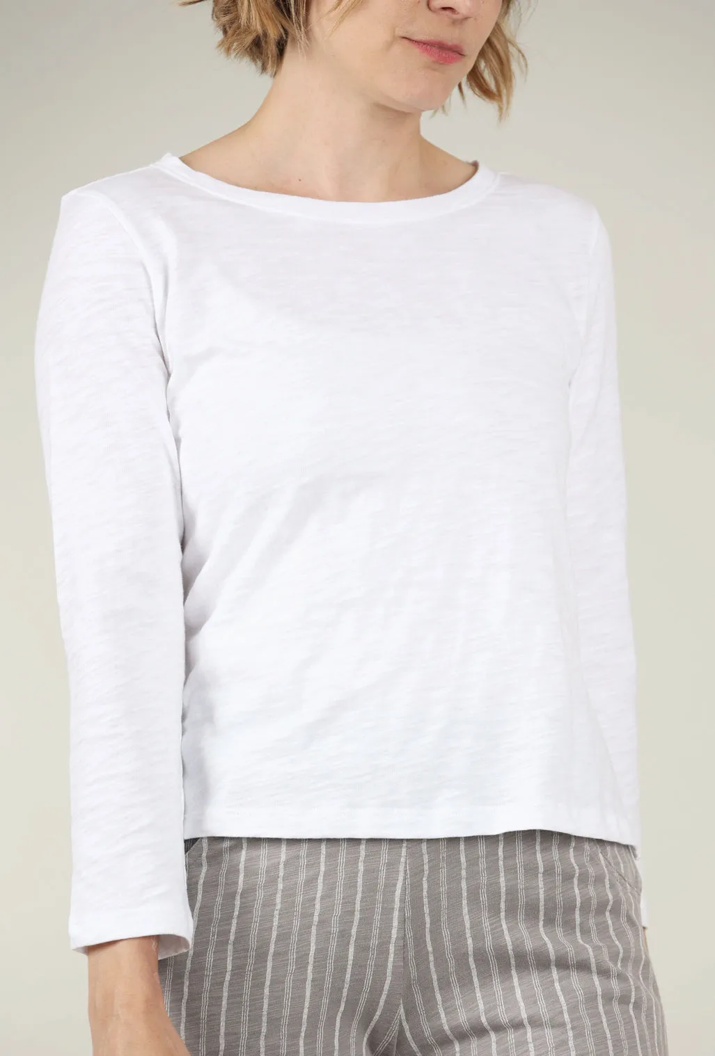 Cotton Slub Boxy Tee, White