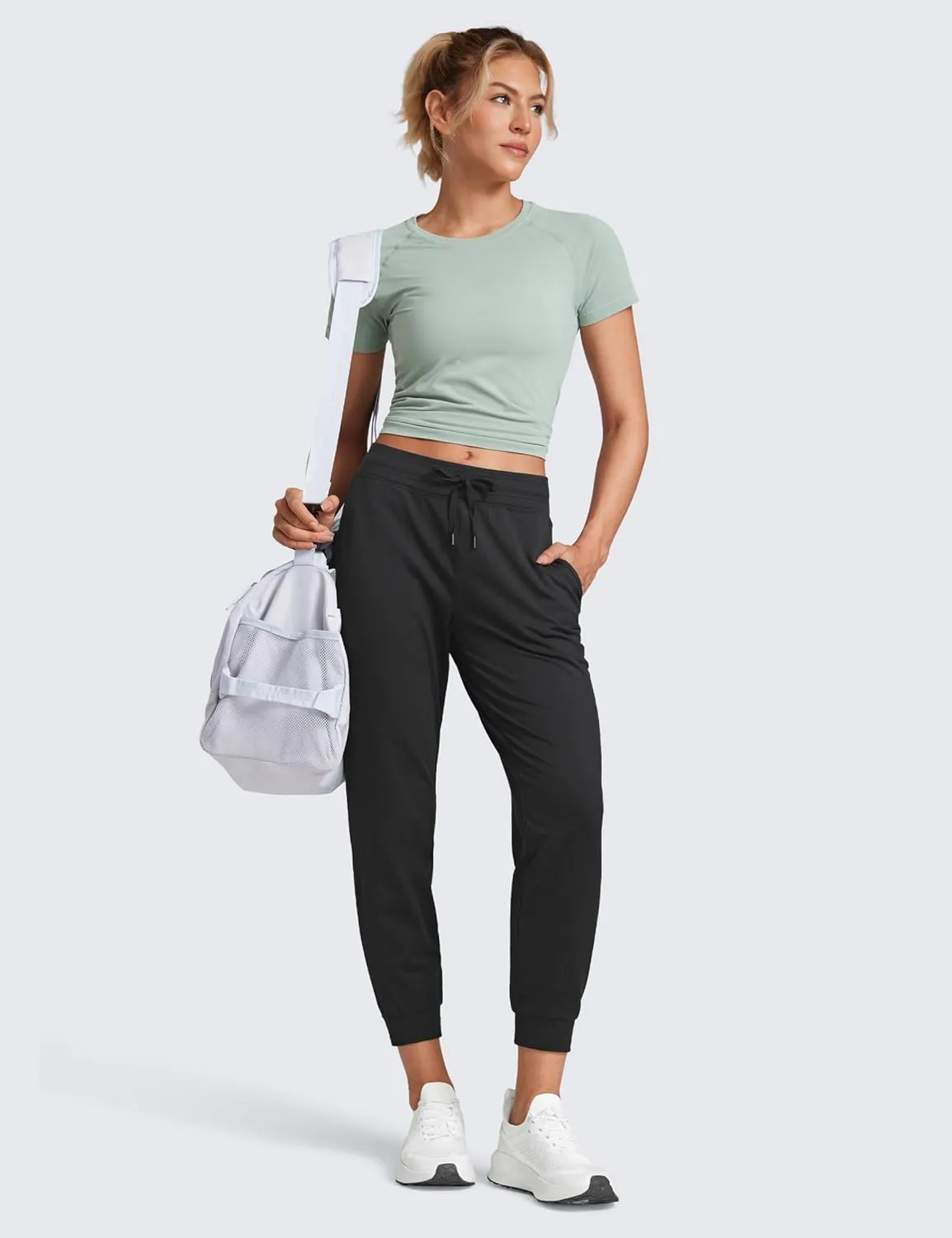 CRZ YOGA Cloud Jersey Joggers Sweatpants Women 25" Capri Casual Lounge Pajama Workout Sweat Pants with Pockets