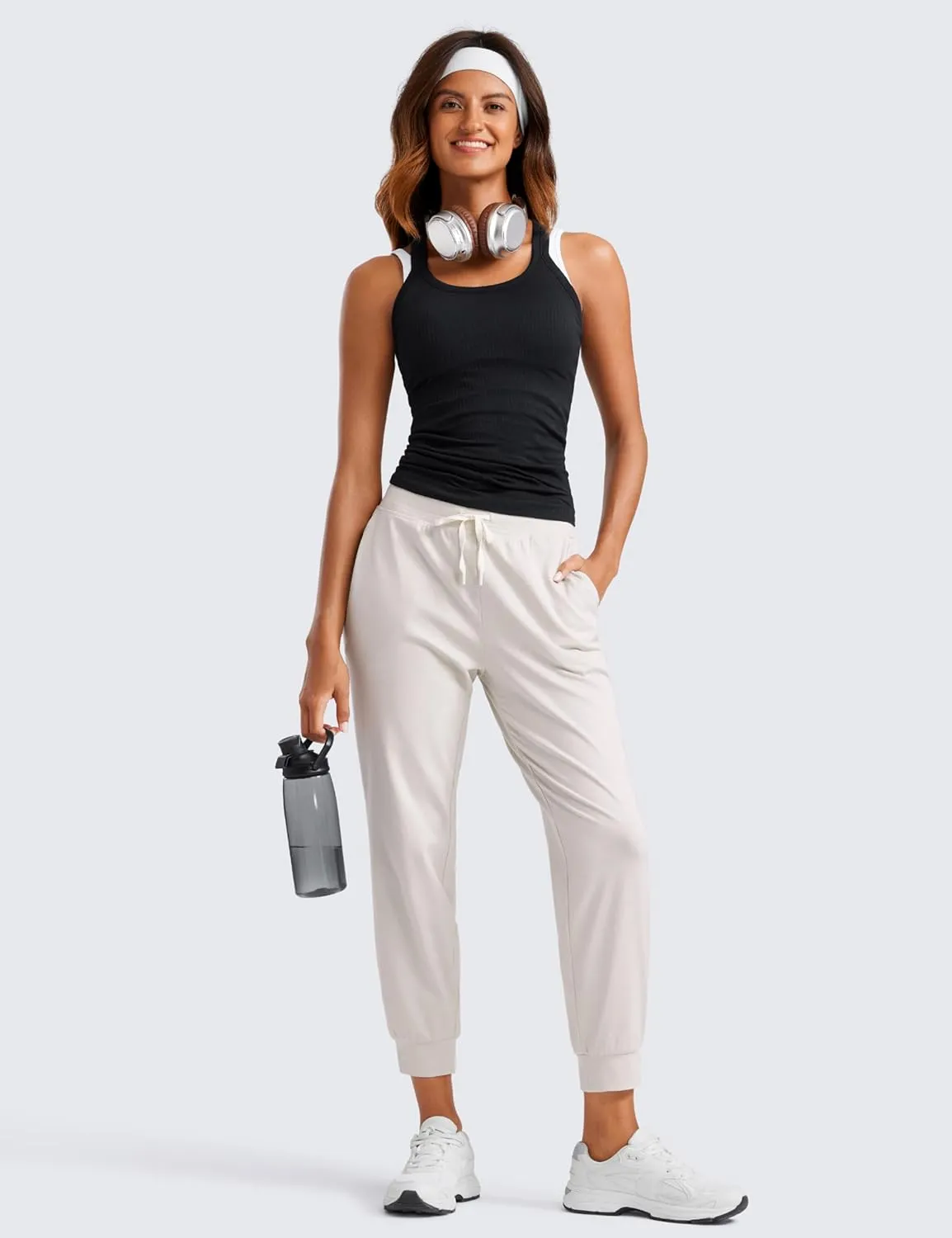 CRZ YOGA Cloud Jersey Joggers Sweatpants Women 25" Capri Casual Lounge Pajama Workout Sweat Pants with Pockets