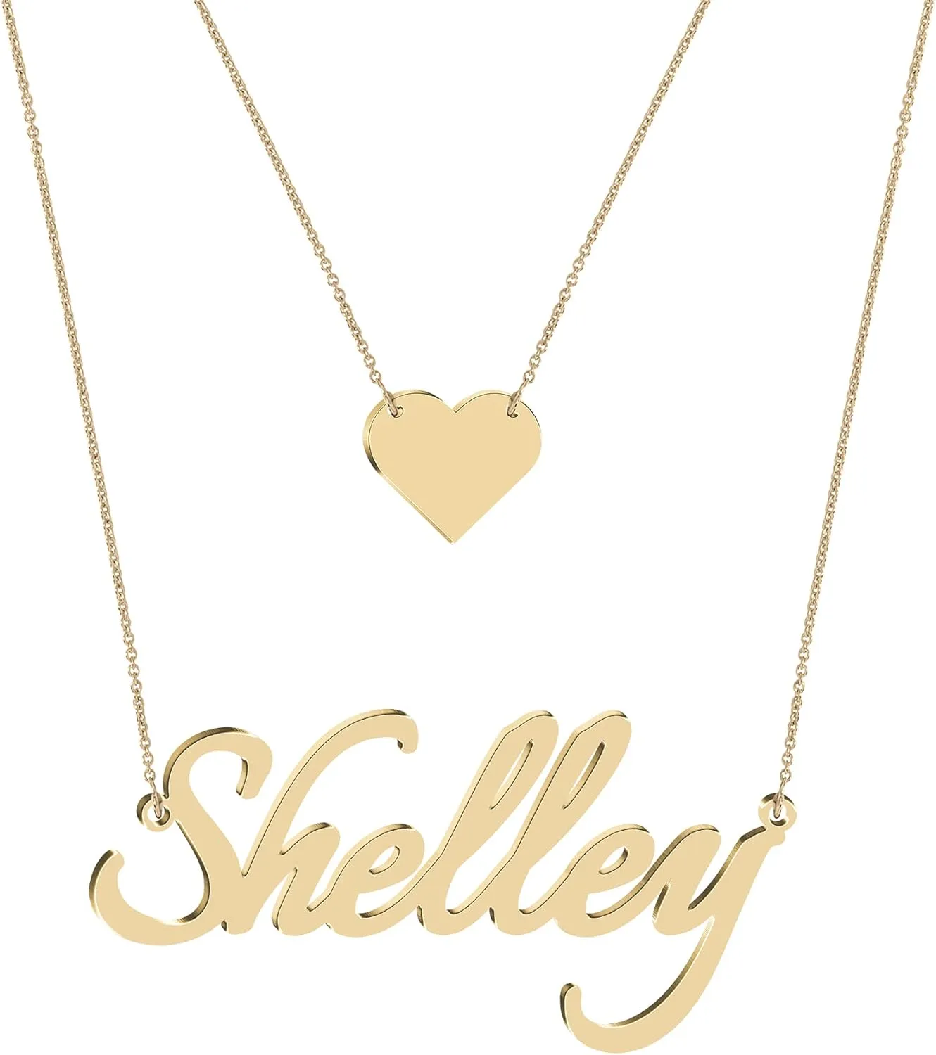 Custom Dainty Layered Gold Name Choker Necklace Personalized Silver Nameplate Handmade Disc Bar Heart Letters Pendant Adjustable Chain Jewelry Gift for Women Bridesmaid