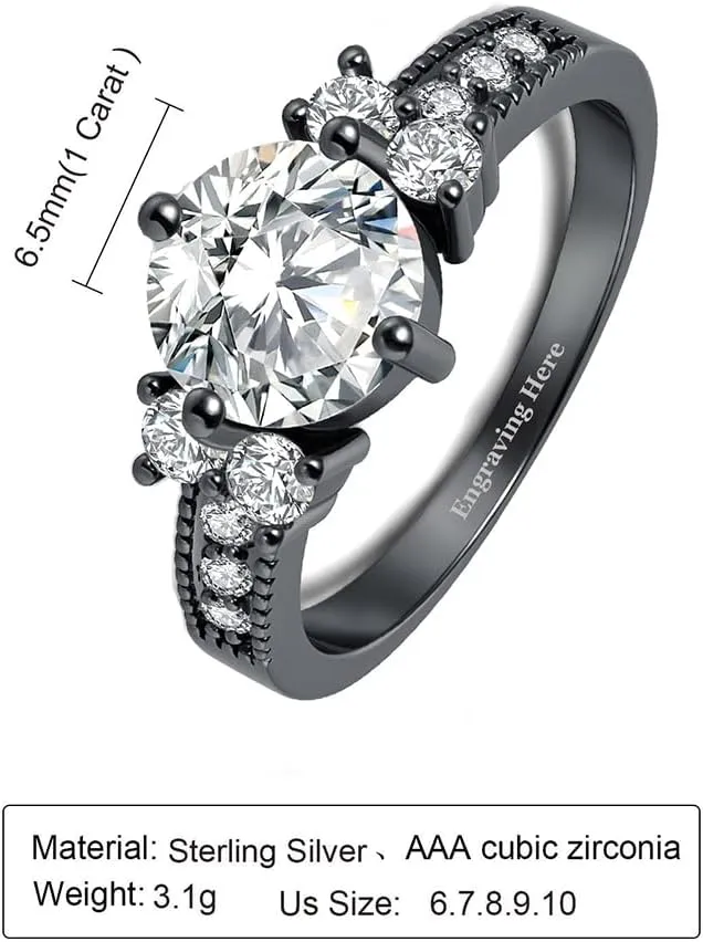Custom Engraved Couple Rings Set Promise Rings for Him and Her Red and Black Matching Wedding Rings for Couples Engagement Rings Sets Tungsten Engraved Ring Red Ruby Rings for Women,with Box