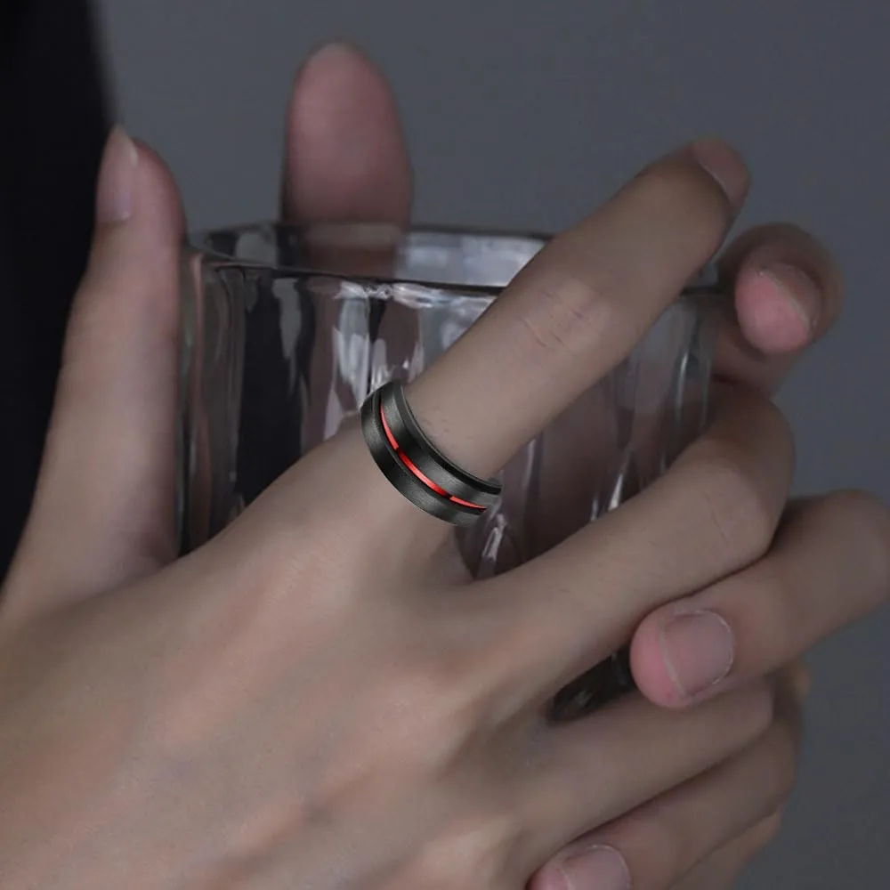 Custom Promise Rings for Couples Red and Black Engagement Rings for Couples His Hers Wedding Ring Sets Couples Matching Rings Set Tungsten Rings for Men Engraved irish Claddagh Engagement Rings for Women,Size 5-13