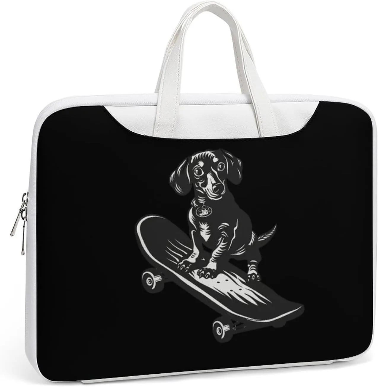 Cute Dachshund on A Skateboard Laptop Tote Bag Waterproof Computer Carrying Case Business Office Briefcase