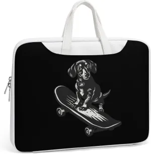 Cute Dachshund on A Skateboard Laptop Tote Bag Waterproof Computer Carrying Case Business Office Briefcase