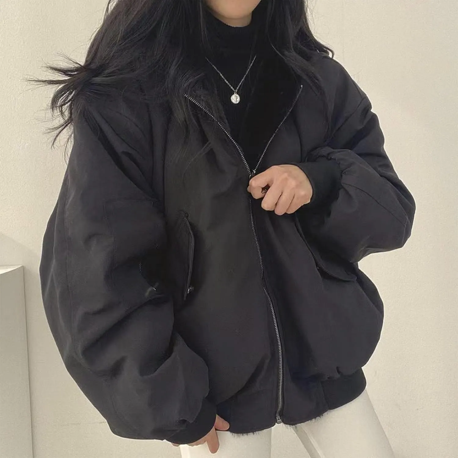 Dademeo Women Hooded Long Down Coat Winter Fashion Long Sleeve Zipper Pocket Overcoat Long 2023 Trendy Warm Cotton Jacket