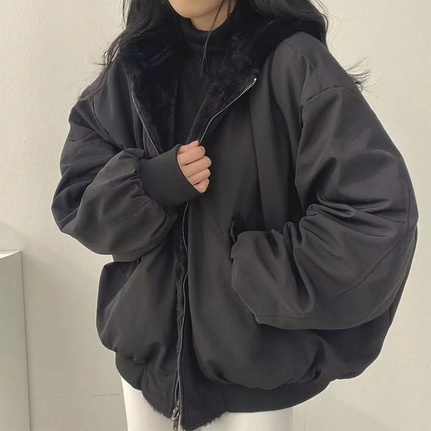 Dademeo Women Hooded Long Down Coat Winter Fashion Long Sleeve Zipper Pocket Overcoat Long 2023 Trendy Warm Cotton Jacket