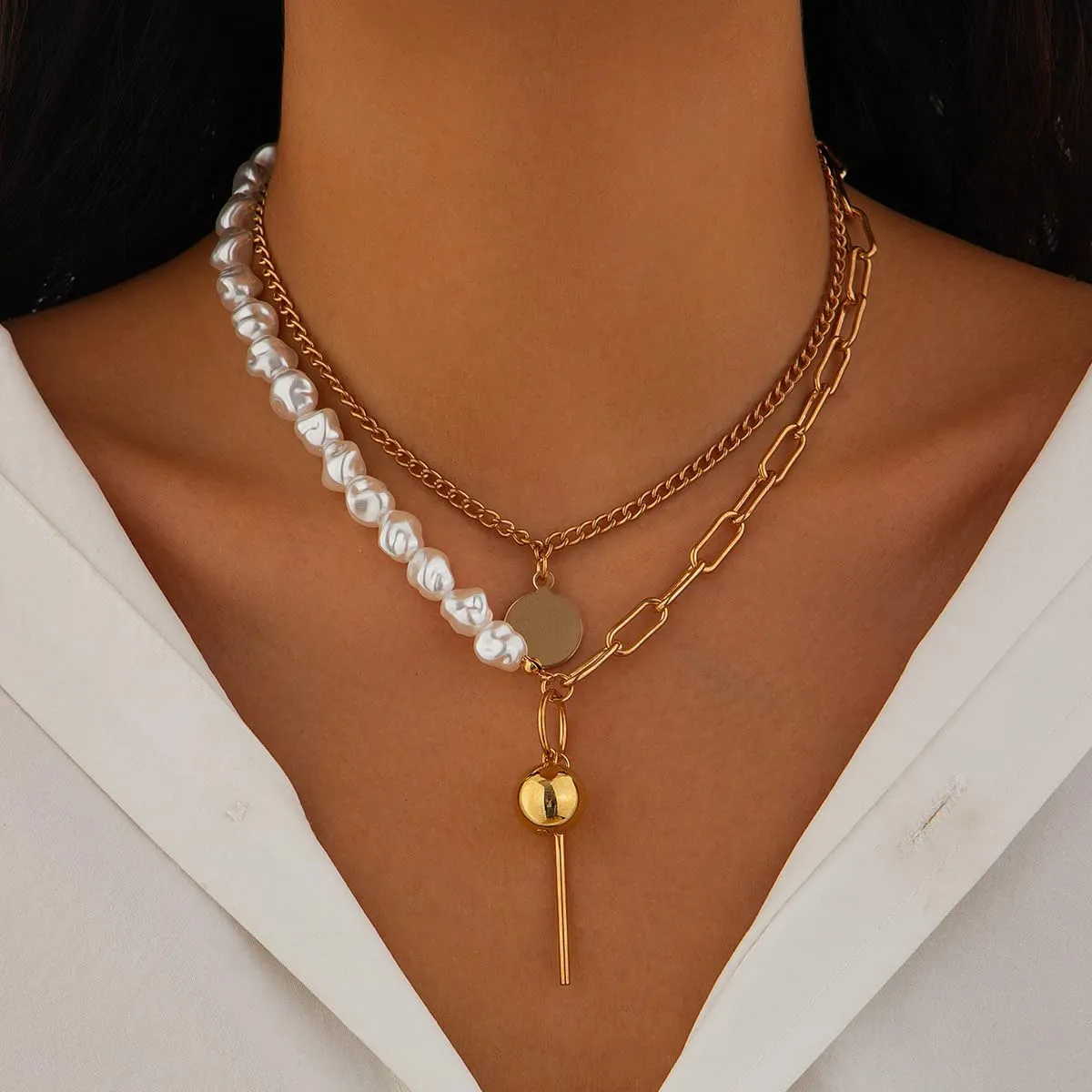 Dainty Layered Choker Necklace for Women, Multi Layer Bohemian Turquoise Necklace Y Pendant Necklace Prom Jewelry