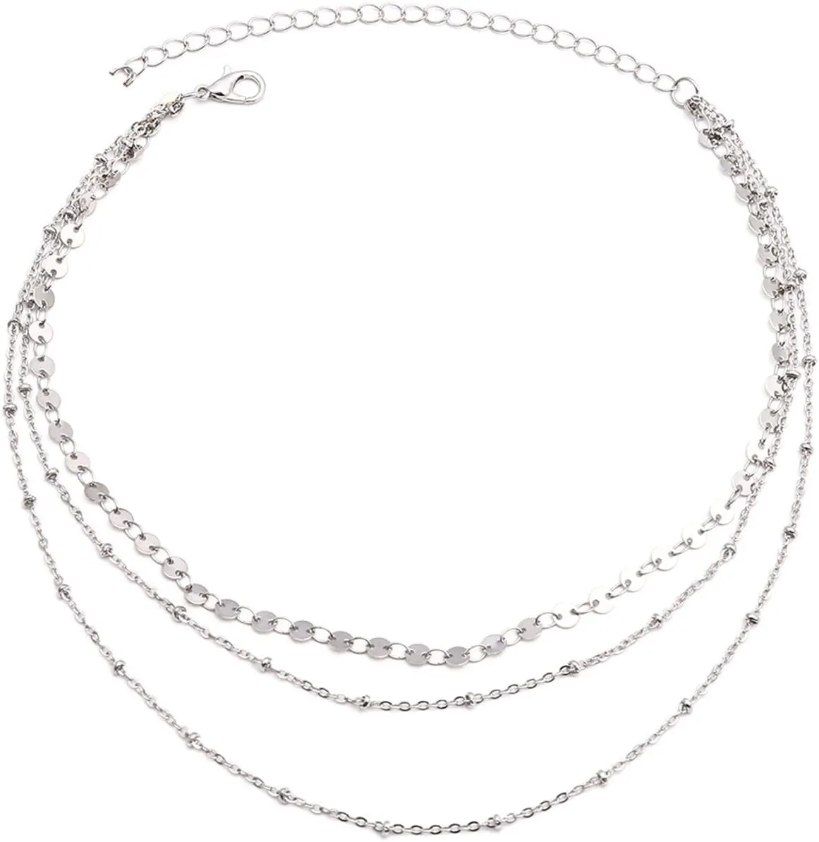 Dainty Layered Necklace, Dainty Layering Necklaces for Women Sequins Chain Necklaces Jewelry Gifts for Birthday Wedding, 3 Layers