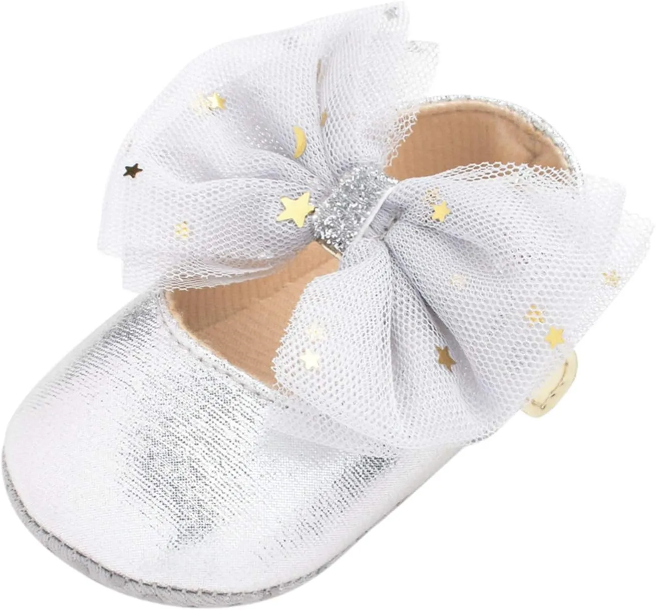 DEESEE(TM)_Home Baby Shoes, Baby Girls Mary Janes Flat Bowknot Rubber Sole First Walker Princess Dress Shoes