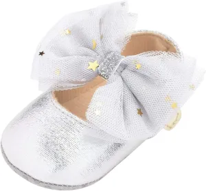 DEESEE(TM)_Home Baby Shoes, Baby Girls Mary Janes Flat Bowknot Rubber Sole First Walker Princess Dress Shoes