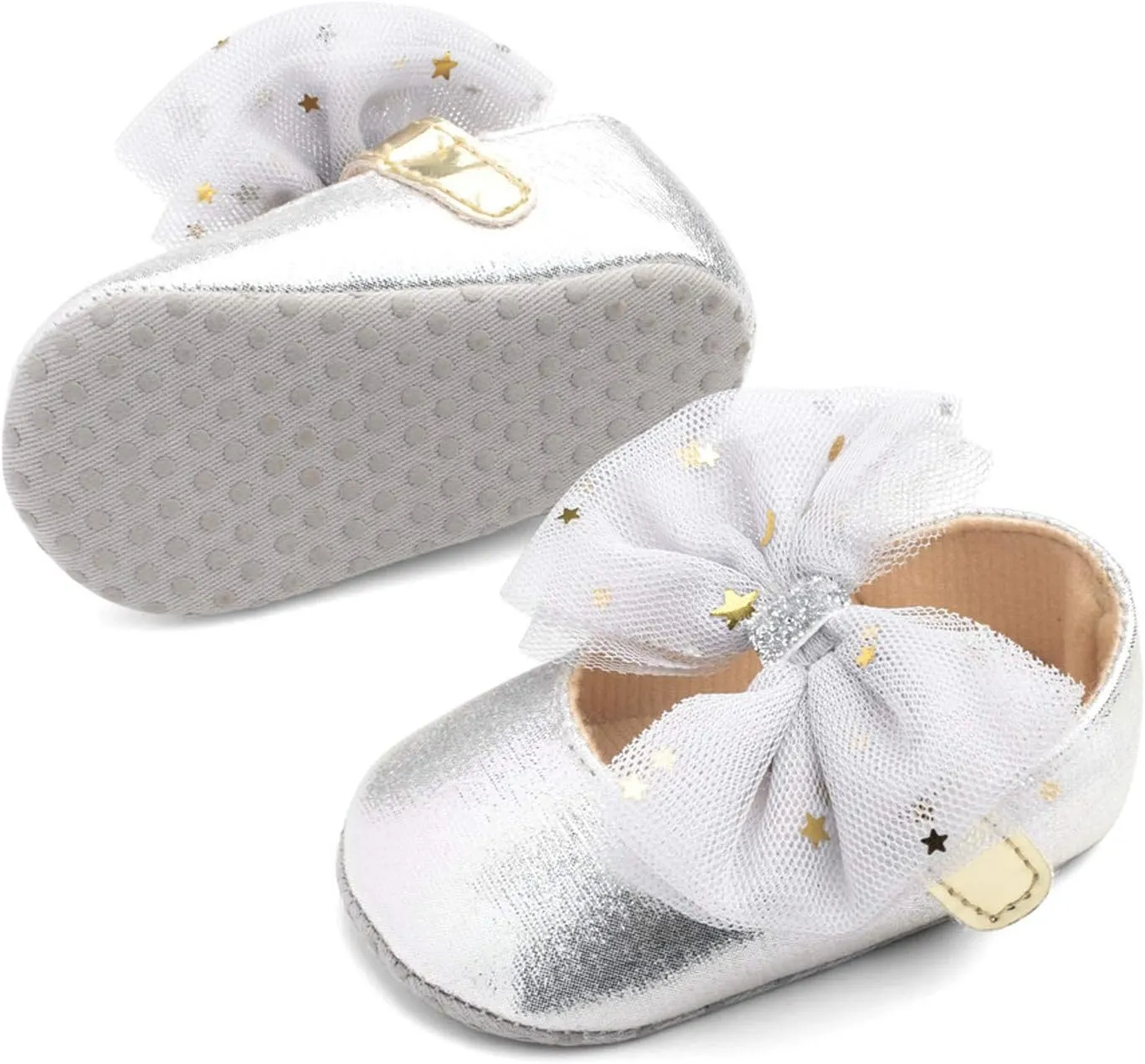DEESEE(TM)_Home Baby Shoes, Baby Girls Mary Janes Flat Bowknot Rubber Sole First Walker Princess Dress Shoes